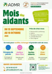 Mois des Aidants 2026 : l’ADMR41 se mobilise pour les aidants du Sud Loir-et-Cher