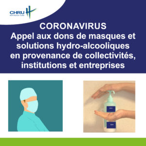 [CORONAVIRUS] -  Appel aux dons de masques et solutions hydroalcooliques en provenance de collectivités, institutions et entreprises