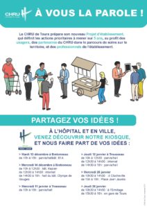 Projet d’Etablissement du CHRU : à vous la parole ! Du 13/12 au 26/01, faites-nous part de vos idées