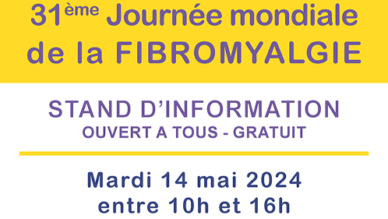Stand d’information sur la fibromyalgie le 14 mai dans le hall du bâtiment B1A – Hôpital Bretonneau