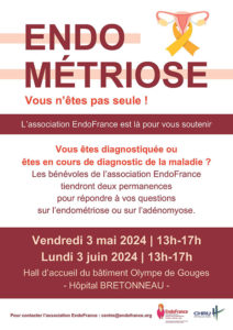 Stand d'information sur l'endométriose le 3/5 et le 3/6